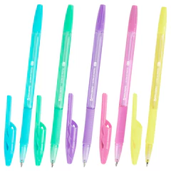 Ручка шариковая с грипом BRAUBERG &laquo;ULTRA GT PASTEL&raquo;, СИНЯЯ, корпус ассорти, линия 0,35 мм, 144053
