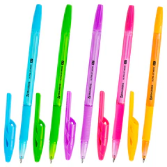 Ручка шариковая с грипом BRAUBERG &laquo;ULTRA GT NEON&raquo;, СИНЯЯ, корпус ассорти, линия 0,35 мм, 144054