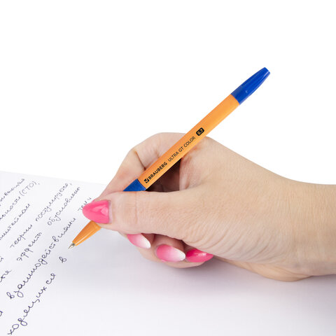 Ручка шариковая с грипом BRAUBERG "ULTRA GT COLOR", СИНЯЯ, корпус ассорти, линия 0,35 мм, 144055 - фото 12