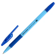 Ручка шариковая с грипом BRAUBERG &laquo;ULTRA GT COLOR&raquo;, СИНЯЯ, корпус ассорти, линия 0,35 мм, 144055