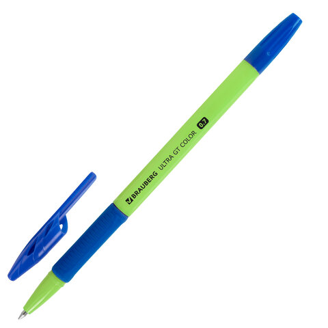 Ручка шариковая с грипом BRAUBERG "ULTRA GT COLOR", СИНЯЯ, корпус ассорти, линия 0,35 мм, 144055 - фото 3