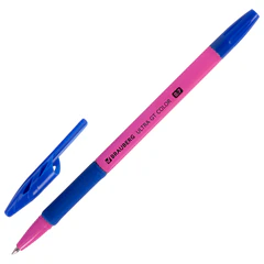 Ручка шариковая с грипом BRAUBERG &laquo;ULTRA GT COLOR&raquo;, СИНЯЯ, корпус ассорти, линия 0,35 мм, 144055