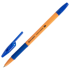 Ручки шариковые с грипом BRAUBERG &laquo;ULTRA GT ORANGE&raquo;, НАБОР 10 ШТУК, СИНИЕ, 0,35 мм, блистер, 144057
