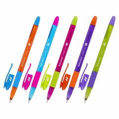 Изображение товара Ручка шариковая масляная с грипом BRAUBERG GLASSY MIX, СИНЯЯ, корпус ассорти, линия письма 0,35 мм, 144106