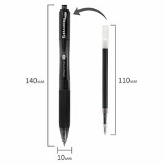 Ручка гелевая автоматическая с грипом BRAUBERG &laquo;OFFICE STYLE&raquo;, ЧЕРНАЯ, линия 0,4 мм, 144123