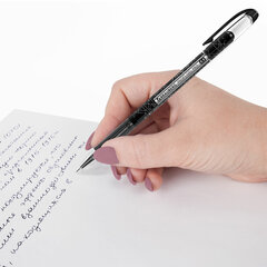 Ручка гелевая BRAUBERG &laquo;Profi-Gel PRO&raquo;, ЧЕРНАЯ, линия письма 0,4 мм, игольчатый наконечник 0,5 мм, печать на корпусе, 144124