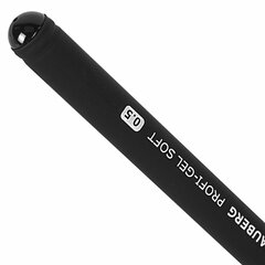 Ручка гелевая BRAUBERG &laquo;Profi-Gel SOFT&raquo;, ЧЕРНАЯ, линия письма 0,4 мм, стандартный наконечник 0,5 мм, прорезиненный корпус SOFT-TOUCH, 144129