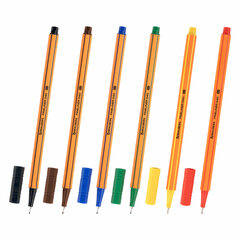 Ручки капиллярные (линеры) 6 ЦВЕТОВ, BRAUBERG &laquo;FINE 040&raquo;, шестигранные, линия 0,4 мм, 144141