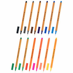 Ручки капиллярные (линеры) 12 ЦВЕТОВ, BRAUBERG &laquo;FINE 040&raquo;, шестигранные, линия 0,4 мм, 144143