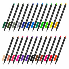 Ручки капиллярные (линеры), 24 ЦВЕТА, BRAUBERG ART &laquo;Classic&raquo;, трехгранные, металлический наконечник, линия письма 0,4 мм, 144148