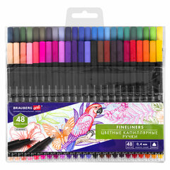 Изображение товара Ручки капиллярные (линеры), 48 ЦВЕТОВ, BRAUBERG ART «Classic», трехгранные, металлический наконечник, линия письма 0,4 мм, 144149