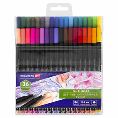Изображение товара Ручки капиллярные (линеры), 36 ЦВЕТОВ, BRAUBERG ART, «Classic», трехгранные, металлический наконечник, линия письма 0,4 мм, 144150