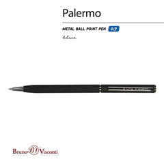 Ручка шариковая BRUNO VISCONTI &laquo;Palermo&raquo;, черный металлический корпус, 0,7 мм, синяя