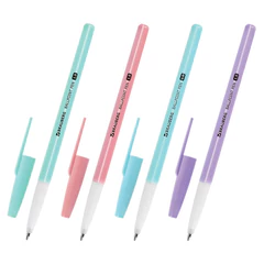 Ручка шариковая BRAUBERG &laquo;Офисная&raquo; PASTEL COLOR, СИНЯЯ, корпус ассорти, пишущий узел 1 мм, линия письма 0,5 мм, 144199