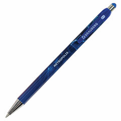 Ручка шариковая автоматическая BRAUBERG &laquo;Metropolis&raquo;, СИНЯЯ, корпус синий, пишущий узел 0,5 мм, линия письма 0,3 мм, 144221