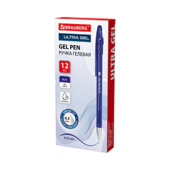 Ручка гелевая BRAUBERG "ULTRA GEL", СИНЯЯ, стандартный наконечник 0,5 мм, линия письма 0,35 мм, 144265