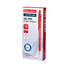 Ручка гелевая BRAUBERG "ULTRA GEL", КРАСНАЯ, стандартный наконечник 0,5 мм, линия письма 0,35 мм, 144267