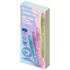 Ручка гелевая BRAUBERG "ULTRA GEL PASTEL", СИНЯЯ, стандартный наконечник 0,5 мм, линия письма 0,35 мм, 144272