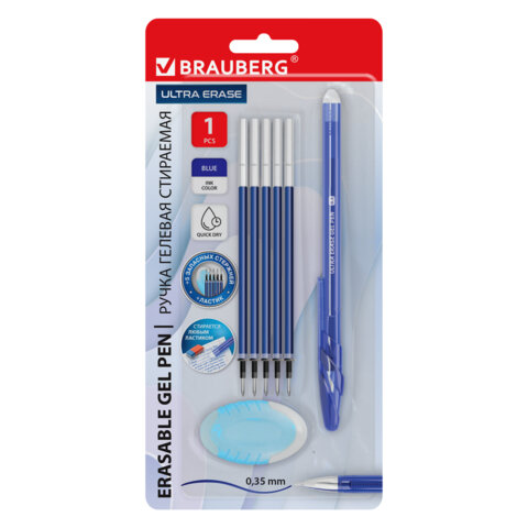 ����� ��������� ������� + 5 �������� + ������, BRAUBERG "ULTRA ERASE", �����, ����������� ���������� 0,5 ��, ����� ������ 0,35 ��, 144277 �����