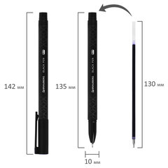 Ручка шариковая масляная BRAUBERG &laquo;BLACK PEN&raquo;, СИНЯЯ, игольчатый узел 0,7 мм, линия письма 0,35 мм, 144325