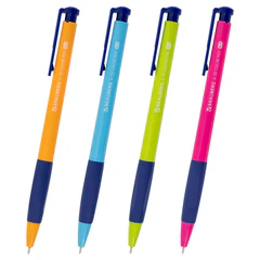 Ручки шариковые автоматические BRAUBERG A-30 COLOR MIX &laquo;WRITING 3.0&raquo;, КОМПЛЕКТ 12 ШТ., СИНИЕ, узел 0,5 мм, линия 0,25 мм, 144342
