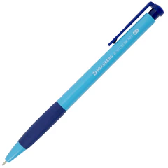 Ручки шариковые автоматические BRAUBERG A-30 COLOR MIX &laquo;WRITING 3.0&raquo;, КОМПЛЕКТ 12 ШТ., СИНИЕ, узел 0,5 мм, линия 0,25 мм, 144342