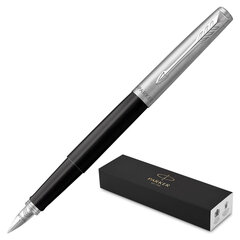 Ручка перьевая PARKER "Jotter Originals Black Chrome CT", корпус черный, детали из нержавеющей стали, синяя, 2096430