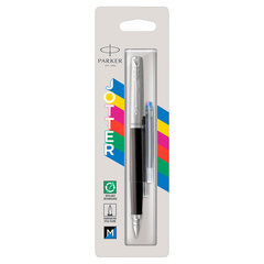 Ручка перьевая PARKER "Jotter Originals Black Chrome CT", корпус черный, детали из нержавеющей стали, синяя, 2096430