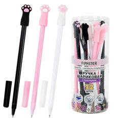 Ручка с топпером шариковая масляная FUNSTER (ФАНСТЕР) &laquo;CAT PAWS&raquo;, СИНЯЯ, корпус ассорти, пишущий узел 0,7 мм, линия письма 0,35 мм, 144369