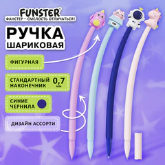 Ручка фигурная силиконовая шариковая FUNSTER (ФАНСТЕР) "SILICONE MIX", СИНЯЯ, корпус ассорти, узел 0,7 мм, линия письма 0,35 мм, 144370