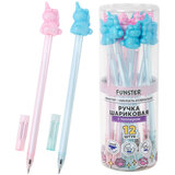 Ручка с топпером с блёстками шариковая масляная FUNSTER (ФАНСТЕР) "SHINY MIX", СИНЯЯ, корпус ассорти, узел 0,7 мм, линия 0,35 мм, 144371