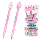 Ручка с топпером шариковая автоматическая FUNSTER (ФАНСТЕР) "CAT PAW", СИНЯЯ, ассорти, пишущий узел 0,7 мм, линия письма 0,35 мм, 144376