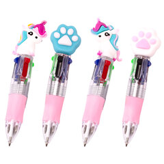 Ручка мини многоцветная с топпером шариковая автоматическая 4 ЦВЕТА FUNSTER &laquo;MIX&raquo;, ассорти, пишущий узел 0,7 мм, линия письма 0,35, 144378