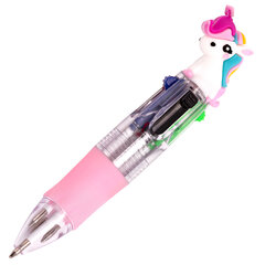 Ручка мини многоцветная с топпером шариковая автоматическая 4 ЦВЕТА FUNSTER &laquo;MIX&raquo;, ассорти, пишущий узел 0,7 мм, линия письма 0,35, 144378