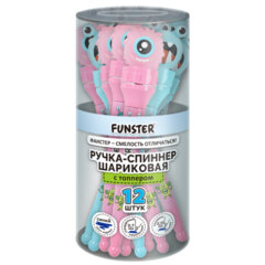 Ручка-спиннер с топпером шариковая FUNSTER &laquo;MONSTERS&raquo;, СИНЯЯ, ассорти, пишущий узел 0,7 мм, линия письма 0,35 мм, 144381