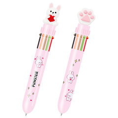 Ручка многоцветная с топпером шариковая автоматическая 10 ЦВЕТОВ FUNSTER &laquo;WOW&raquo;, ассорти, пишущий узел 0,7 мм, линия письма 0,35 мм, 144382