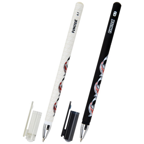 Ручка шариковая с принтом FUNSTER (ФАНСТЕР) STICK "FISH KOI", СИНЯЯ, SOFT TOUCH покрытие, узел 0,7 мм, линия письма 0,35 мм, 144388