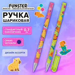 Ручка шариковая с принтом FUNSTER STICK &laquo;CUTE CAPY&raquo;, СИНЯЯ, SOFT TOUCH покрытие, узел 0,7 мм, линия письма 0,35 м, 144393