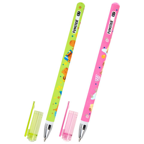 Ручка шариковая с принтом FUNSTER (ФАНСТЕР) STICK "CUTE CAPY", СИНЯЯ, SOFT TOUCH покрытие, узел 0,7 мм, линия письма 0,35 м, 144393