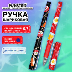 Ручка шариковая с грипом FUNSTER GRIP &laquo;TASTY FOOD&raquo;, СИНЯЯ, пишущий узел 0,7 мм, линия письма 0,35 мм, 144394