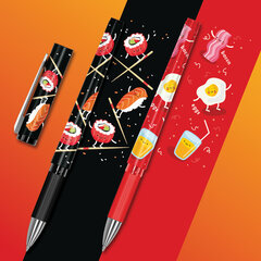 Ручка шариковая с грипом FUNSTER GRIP &laquo;TASTY FOOD&raquo;, СИНЯЯ, пишущий узел 0,7 мм, линия письма 0,35 мм, 144394