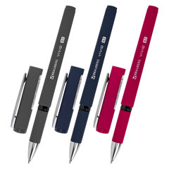 Ручка шариковая с грипом BRAUBERG &laquo;VIVID&raquo;, СИНЯЯ, SOFT TOUCH покрытие, узел 0,7 мм, линия письма 0,35 мм, 144396
