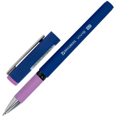 Ручка шариковая с грипом BRAUBERG &laquo;VIVID PASTEL&raquo;, СИНЯЯ, SOFT TOUCH покрытие, узел 0,7 мм, линия письма 0,35 мм, 144399