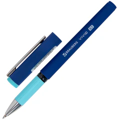Ручка шариковая с грипом BRAUBERG &laquo;VIVID PASTEL&raquo;, СИНЯЯ, SOFT TOUCH покрытие, узел 0,7 мм, линия письма 0,35 мм, 144399