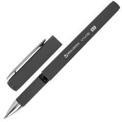 Ручки шариковые с грипом BRAUBERG &laquo;VIVID&raquo;, НАБОР 3 ШТУКИ, СИНИЕ, SOFT TOUCH покрытие, узел 0,7 мм, линия письма 0,35 мм, 144401