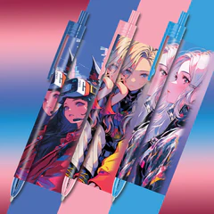 Ручка шариковая автоматическая с принтом FUNSTER (ФАНСТЕР) &laquo;ANIME&raquo;, корпус soft-touch, СИНЯЯ, узел 0,7 мм, линия письма 0,35 мм, 144406