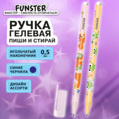Ручка стираемая гелевая с принтом FUNSTER (ФАНСТЕР) "CUTE ANIMALS", СИНЯЯ, корпус ассорти, игольчатый наконечник 0,5 мм, линия 0,35мм 144410