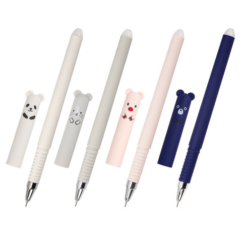 Ручка стираемая гелевая FUNSTER (ФАНСТЕР) "CUTE ANIMALS", СИНЯЯ, корпус soft-touch ассорти, узел 0,5 мм, линия письма 0,35 мм, 144434
