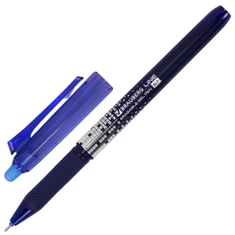 Ручка стираемая гелевая с грипом BRAUBERG "LINE DARK COLOR", СИНЯЯ, игольчатый наконечник 0,7 мм, линия письма 0,5 мм, 144438