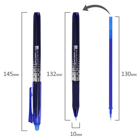 Ручка стираемая гелевая с грипом BRAUBERG "LINE DARK COLOR", СИНЯЯ, игольчатый наконечник 0,7 мм, линия письма 0,5 мм, 144438 - фото 8